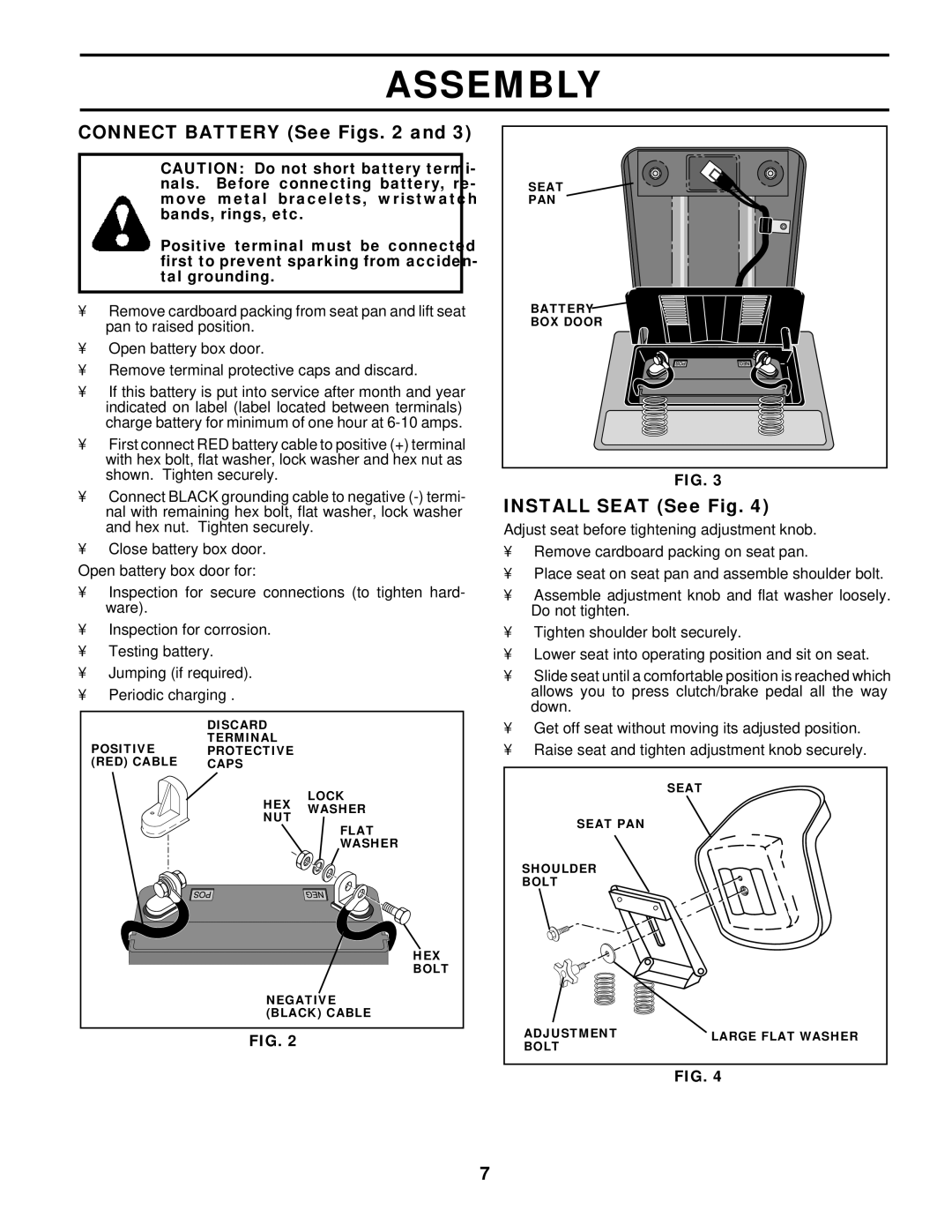 Husqvarna LT130 owner manual Connect Battery See Figs, Install Seat See Fig 