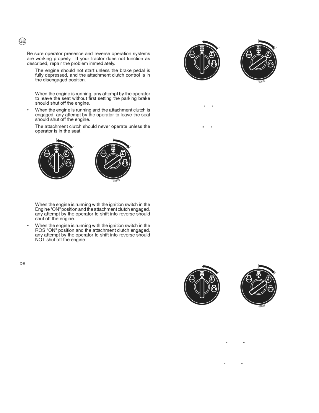 Husqvarna LT131 instruction manual Operator Presence System and Reverse Opera- tion System ROS 