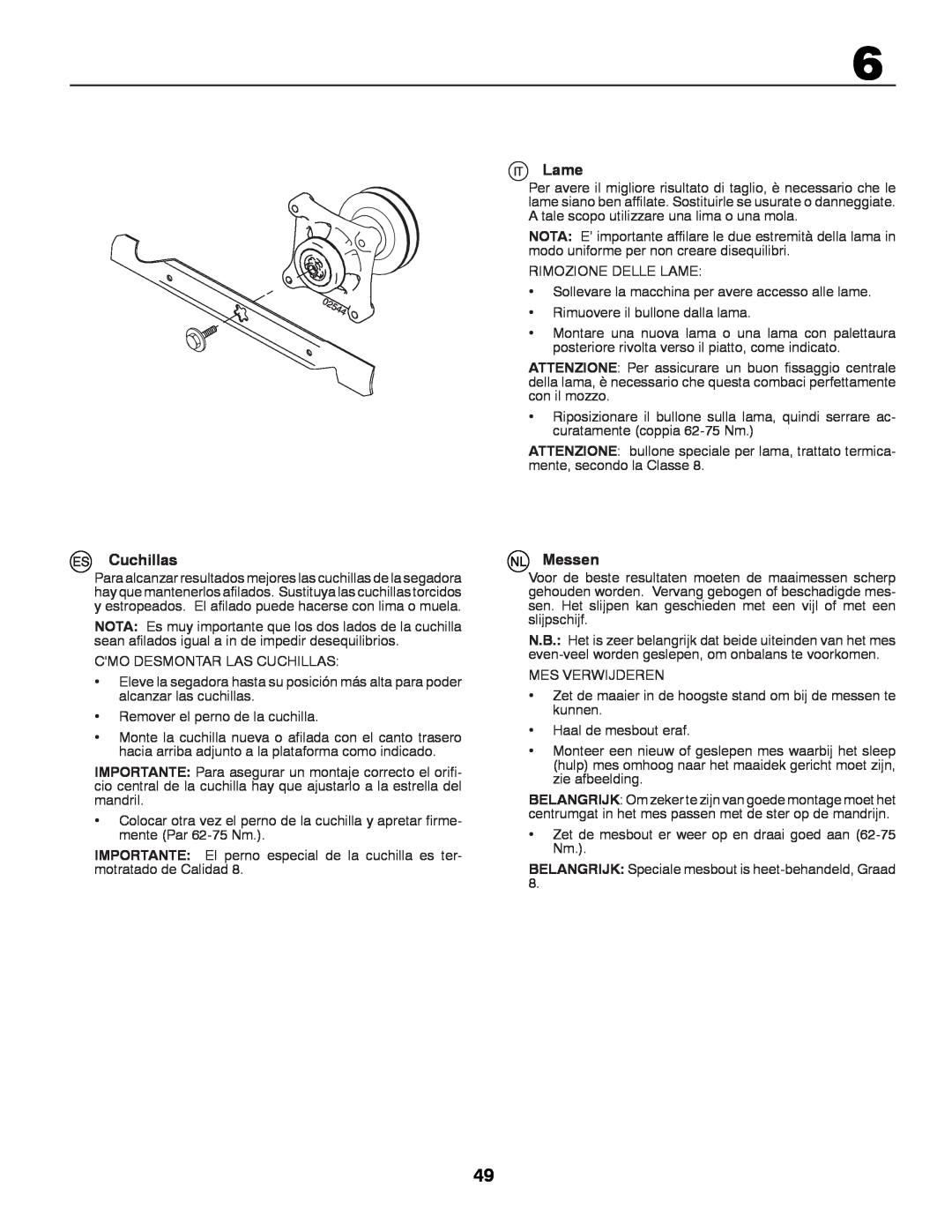 Husqvarna LT131 instruction manual Cuchillas, Lame, Messen 