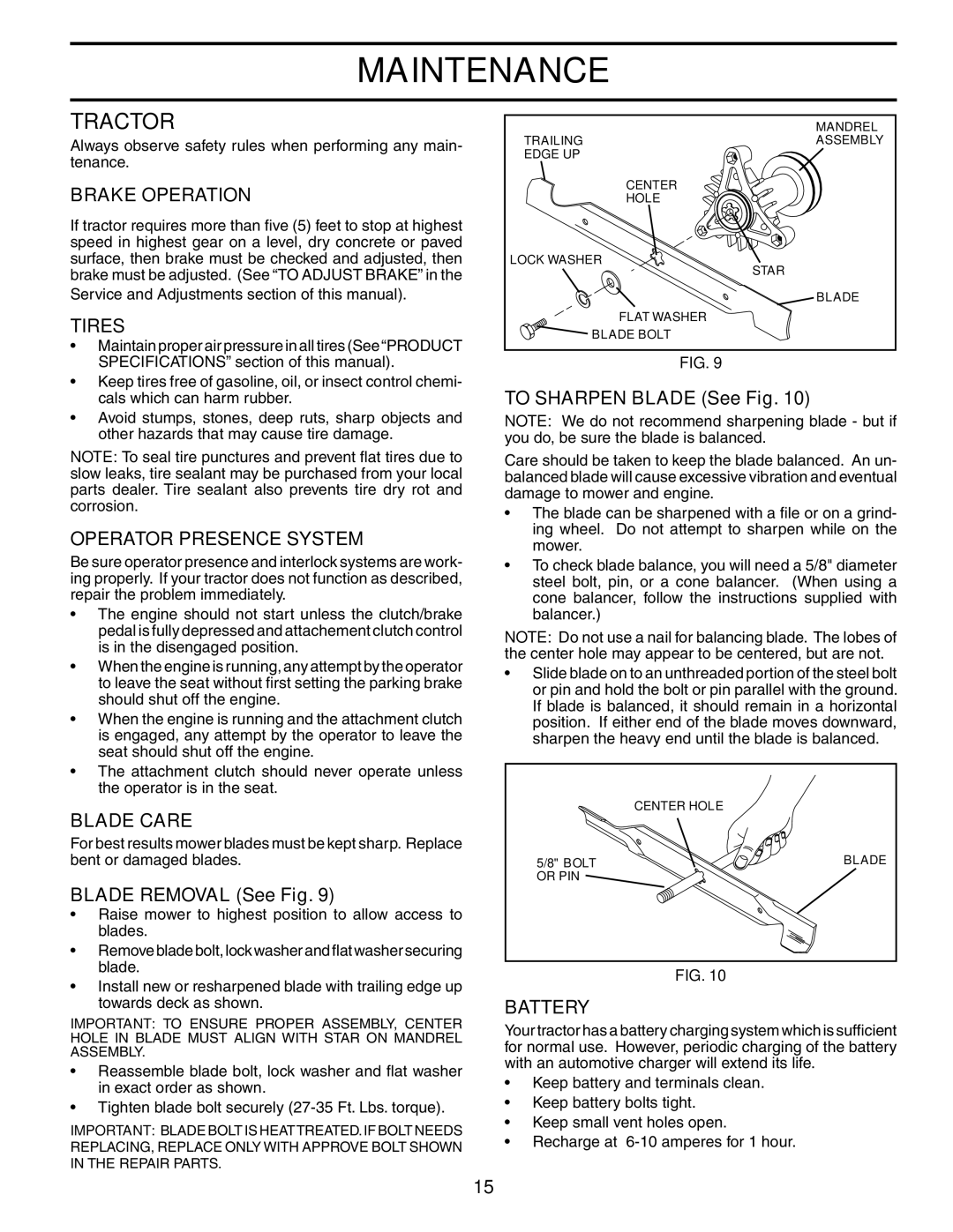 Husqvarna LT1536 owner manual Tractor 