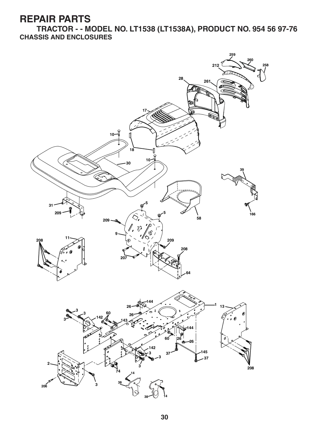 Husqvarna LT1538 owner manual Chassis and Enclosures 