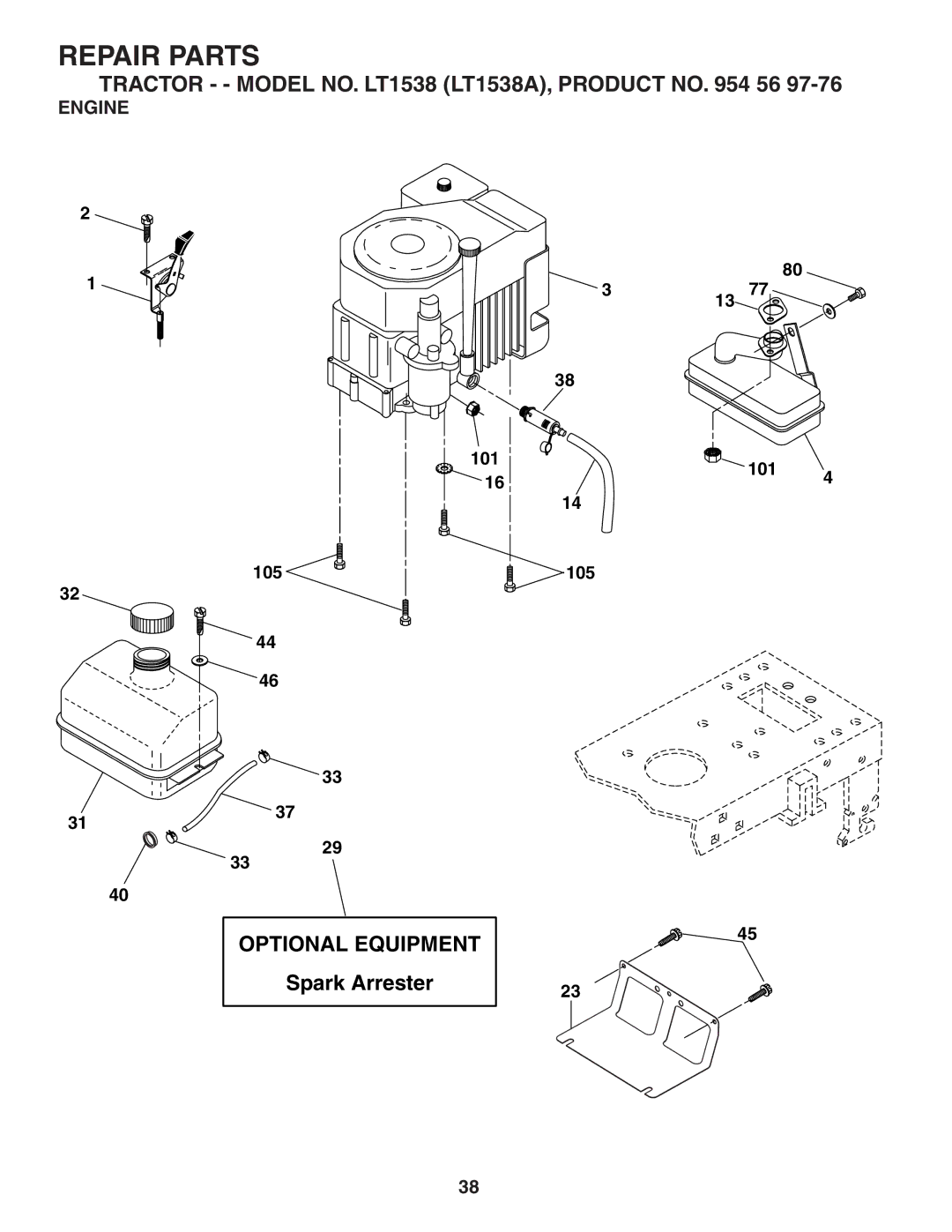 Husqvarna LT1538 owner manual Engine 