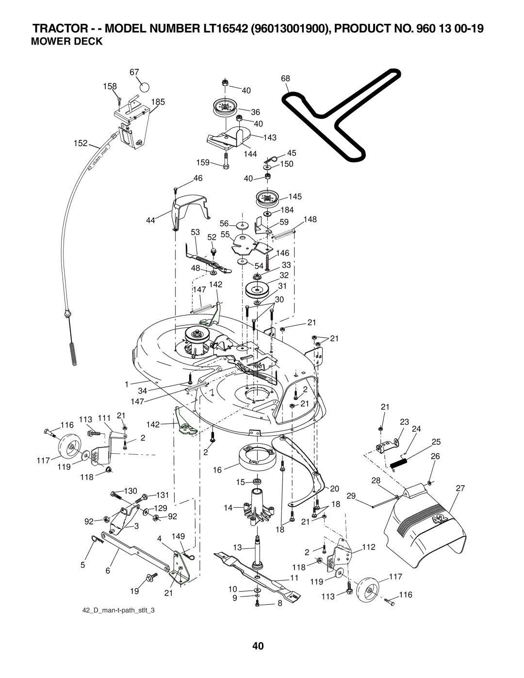 Husqvarna LT16542 owner manual Mower Deck 