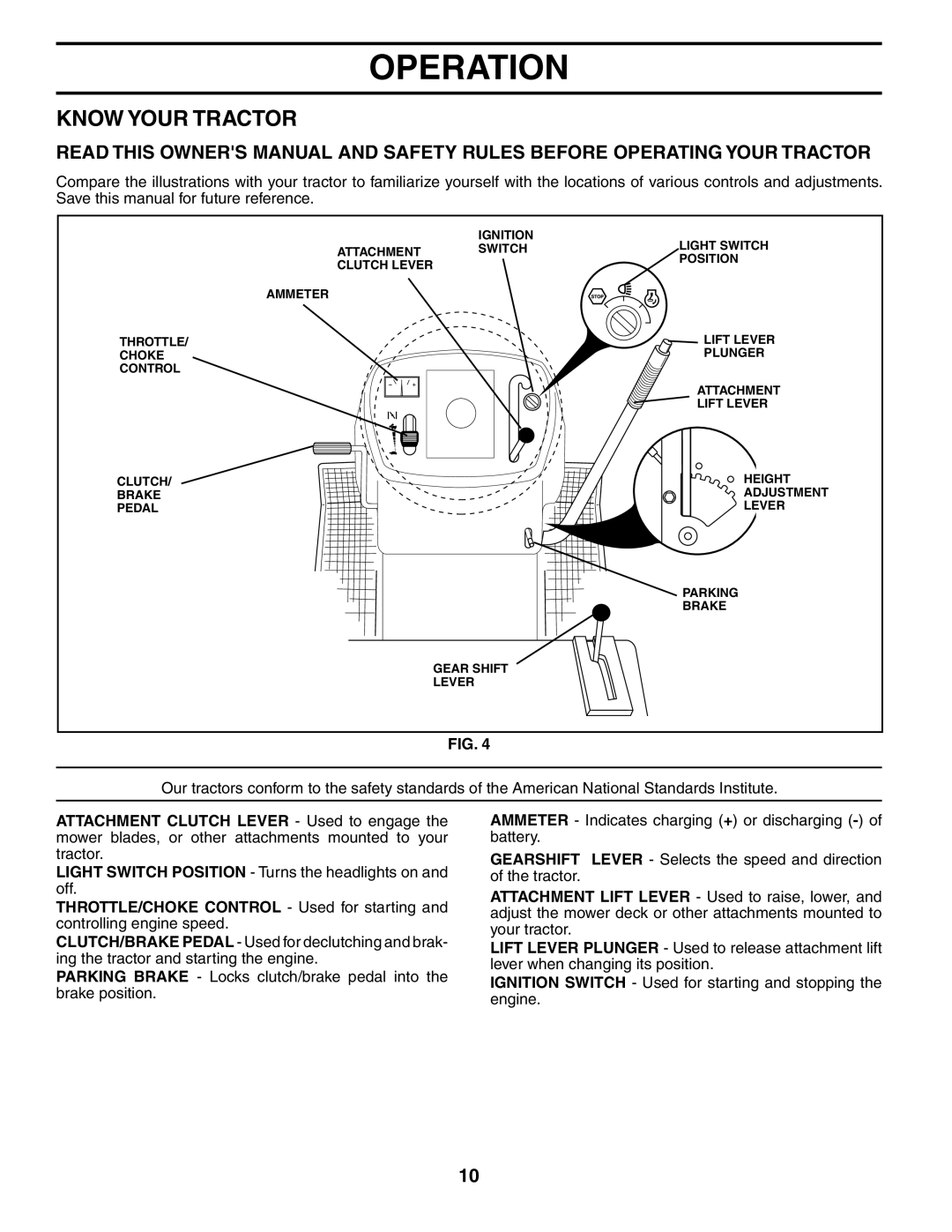 Husqvarna LT18542 owner manual Know Your Tractor 