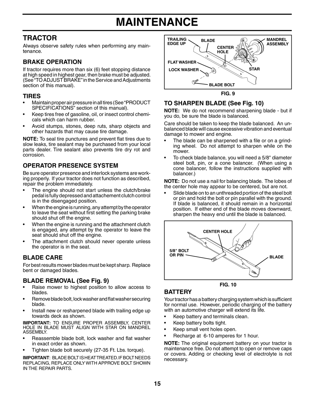 Husqvarna LT18542 owner manual Tractor 