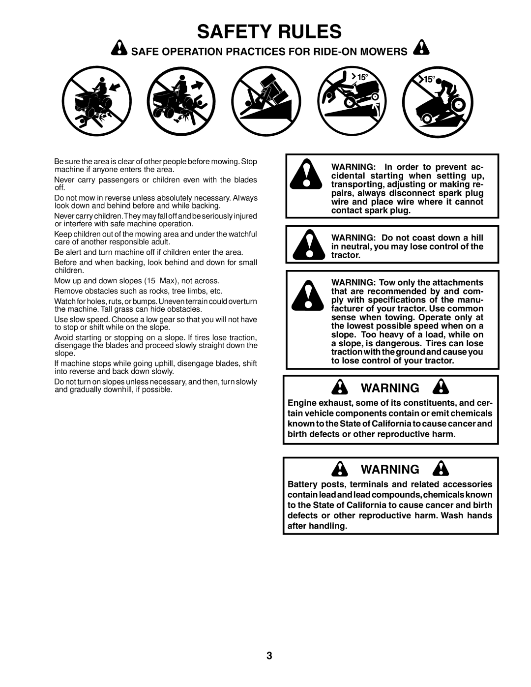 Husqvarna LT18542 owner manual Safety Rules 