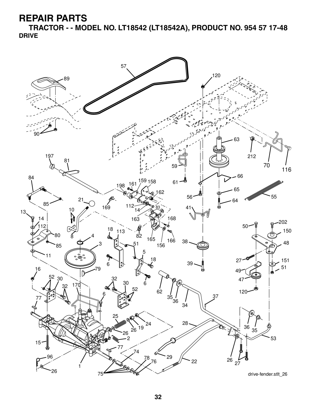 Husqvarna LT18542 owner manual Drive, 116 