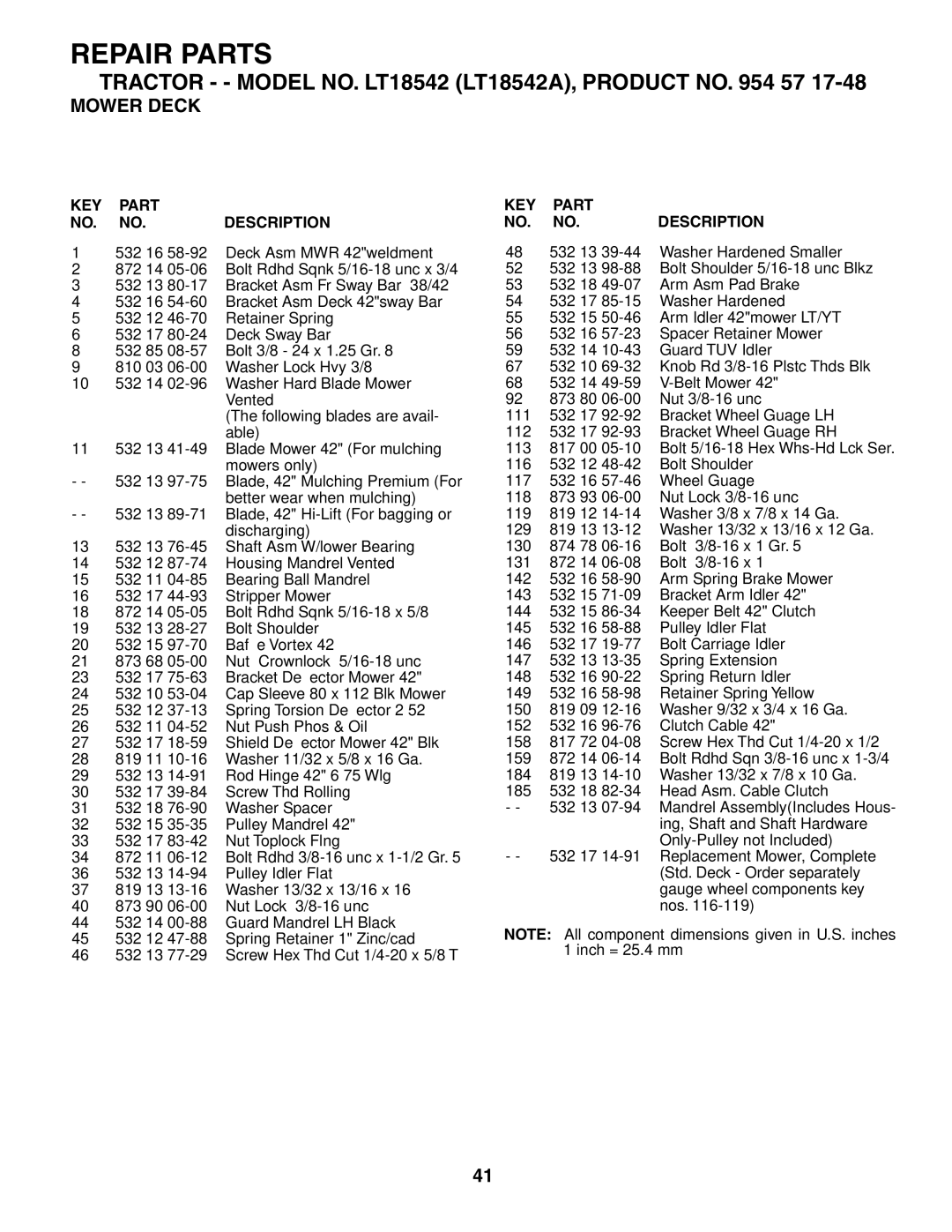 Husqvarna LT18542 owner manual 532 13 39-44 Washer Hardened Smaller 