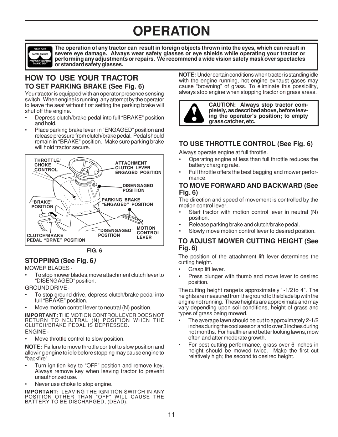 Husqvarna LTH120 owner manual HOW to USE Your Tractor 