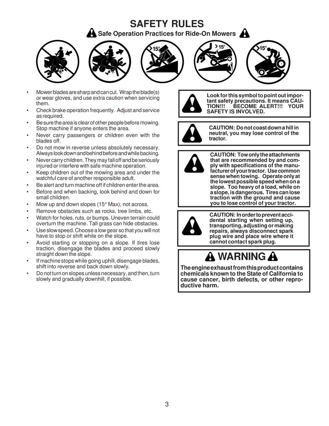 Husqvarna LTH120 owner manual Safety Rules 