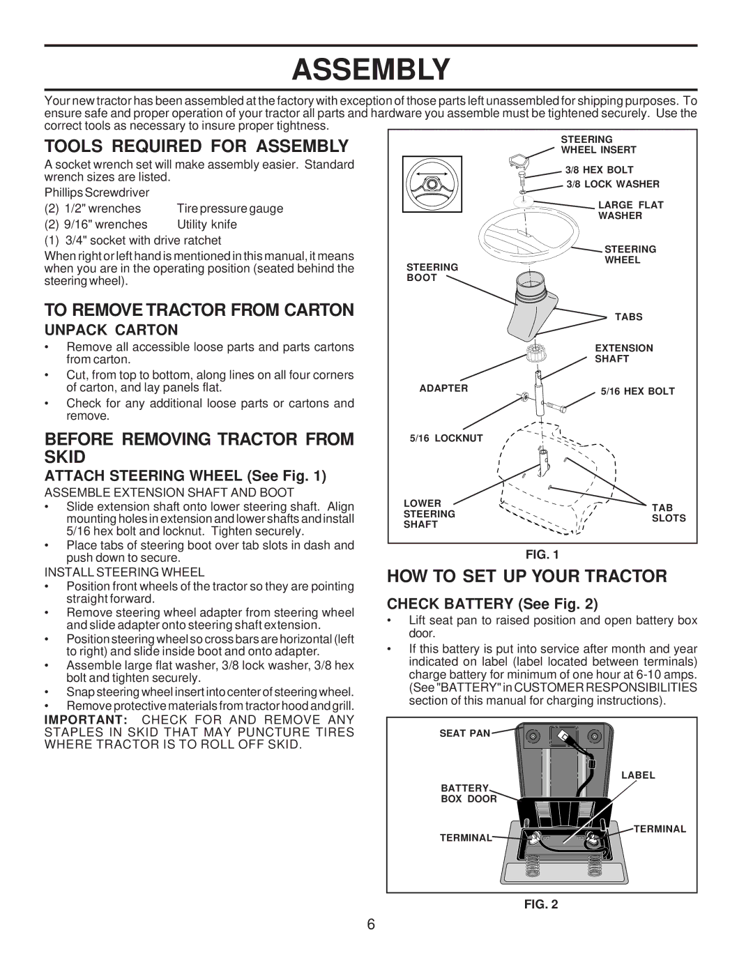 Husqvarna LTH120 owner manual Assembly 