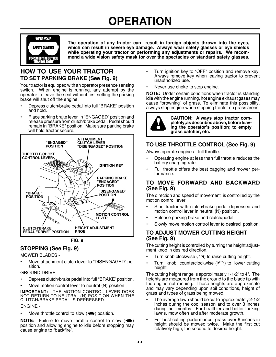 Husqvarna LTH125 owner manual HOW to USE Your Tractor 