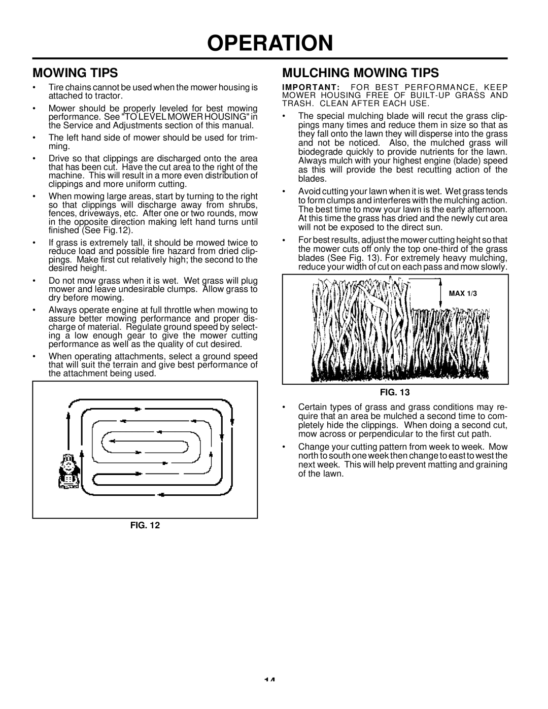 Husqvarna LTH125 owner manual Mulching Mowing Tips 