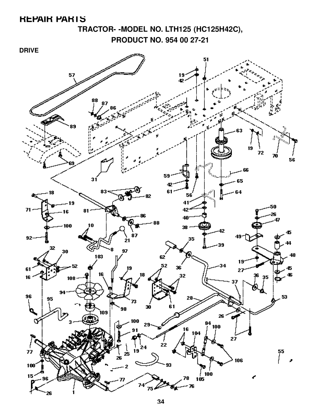 Husqvarna LTH125 owner manual Drive 