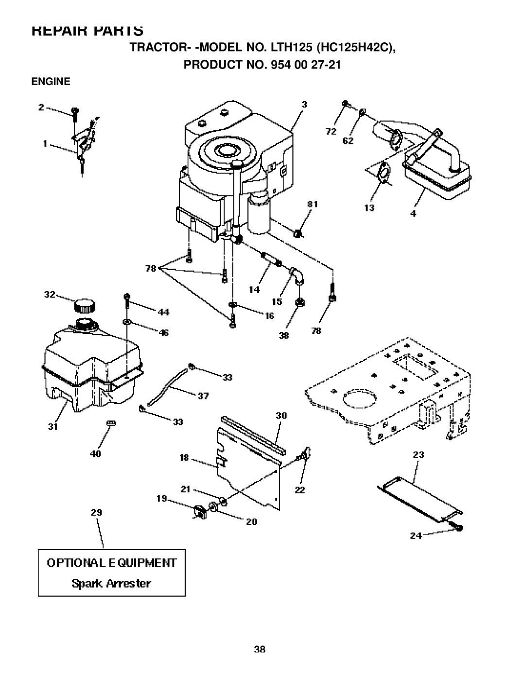 Husqvarna LTH125 owner manual Engine 