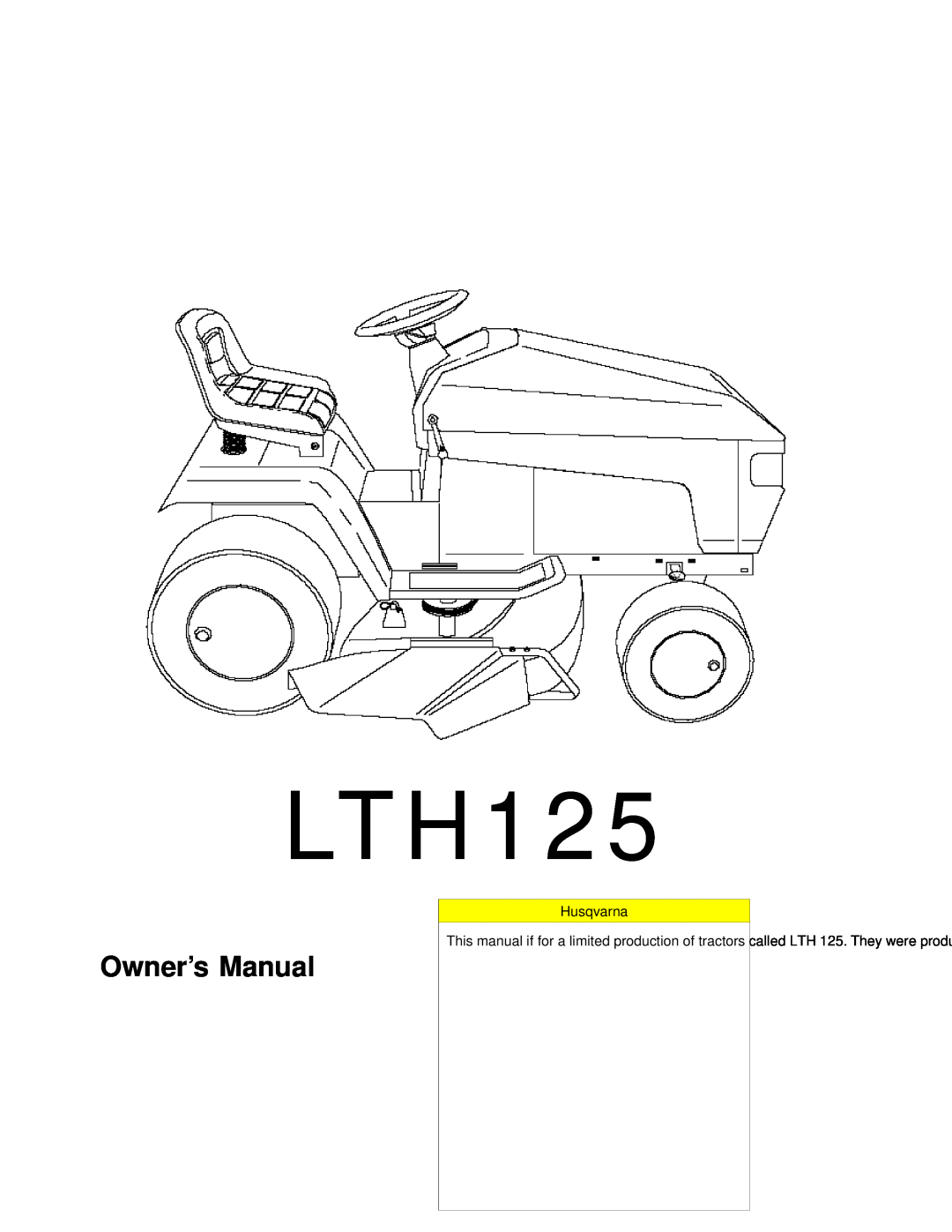 Husqvarna LTH125 owner manual 