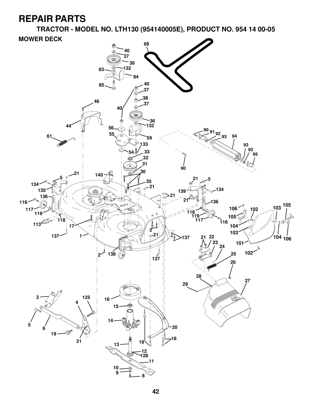 Husqvarna LTH130 owner manual Mower Deck 