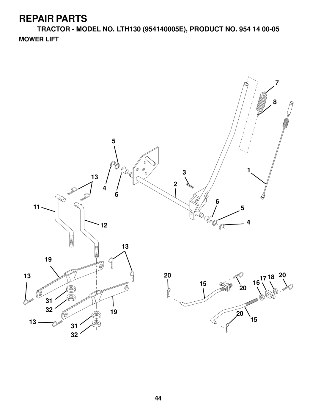 Husqvarna LTH130 owner manual Mower Lift 