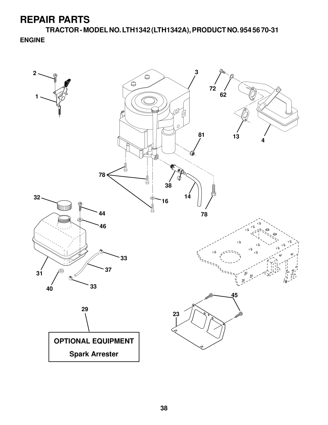 Husqvarna LTH1342A manual Engine 