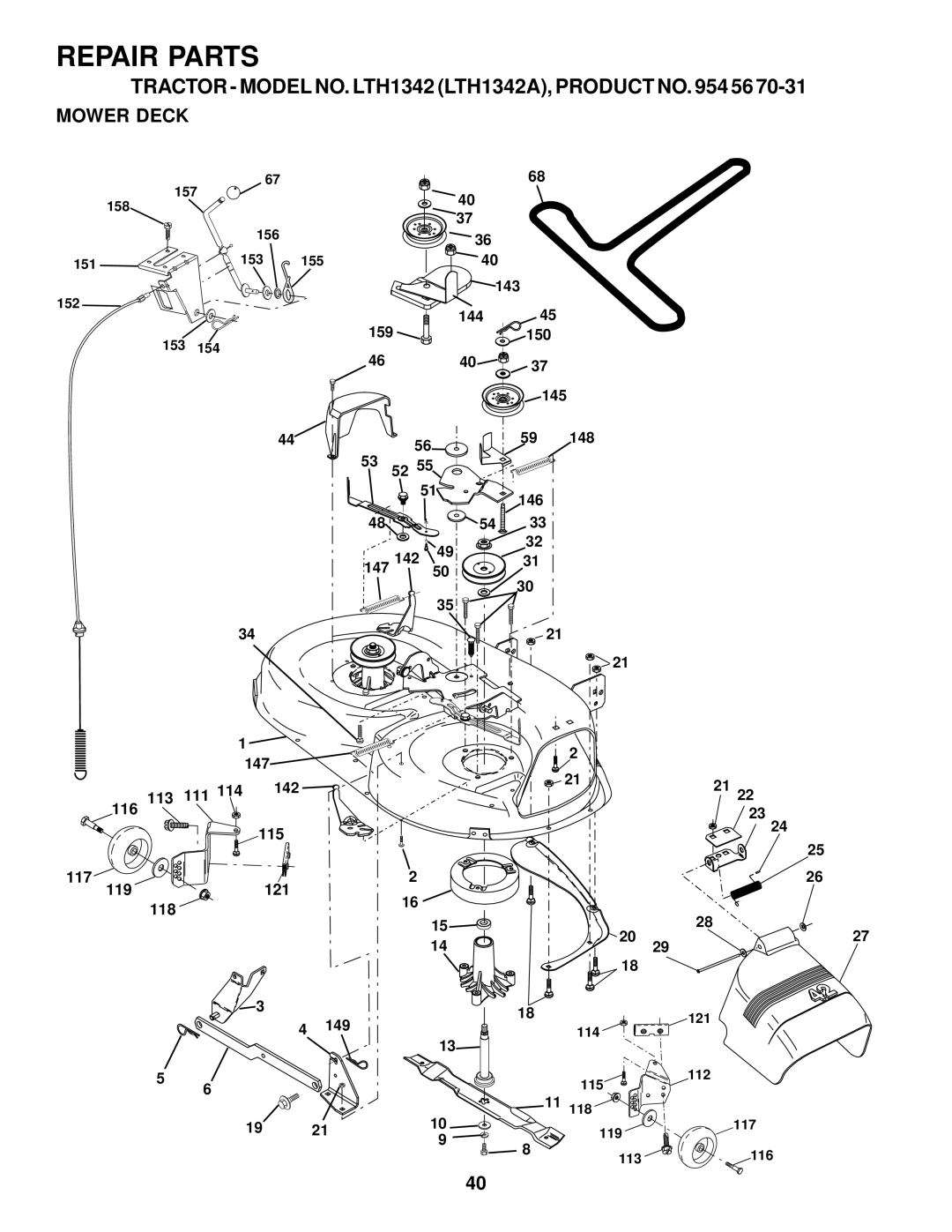 Husqvarna LTH1342A manual Mower Deck 