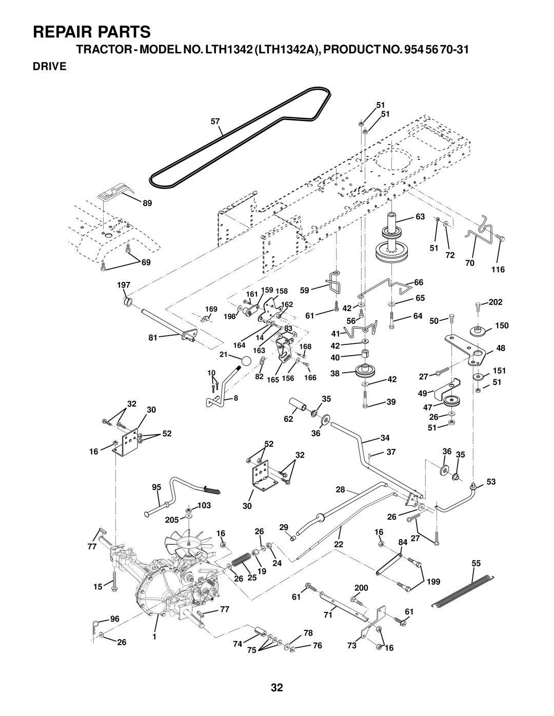 Husqvarna LTH1342A manual Drive 