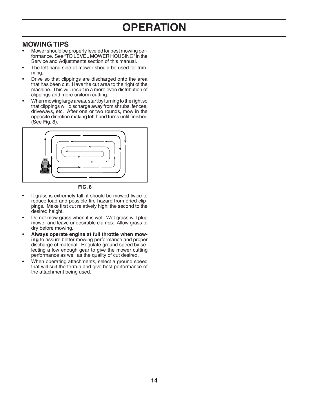 Husqvarna LTH135 owner manual Mowing Tips 