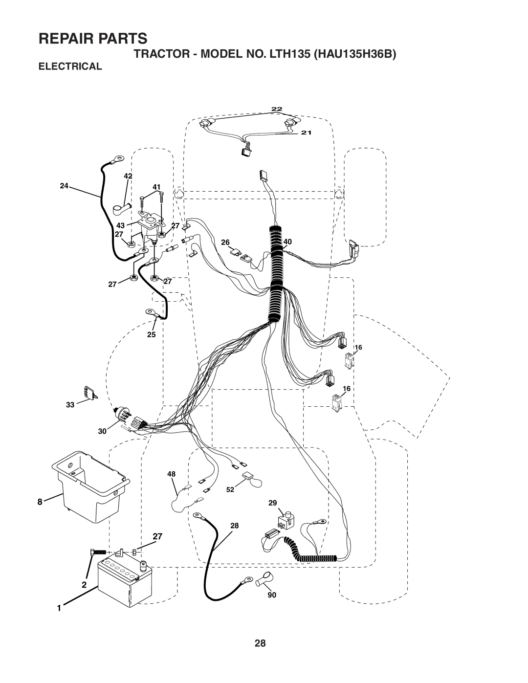 Husqvarna LTH135 owner manual Electrical 