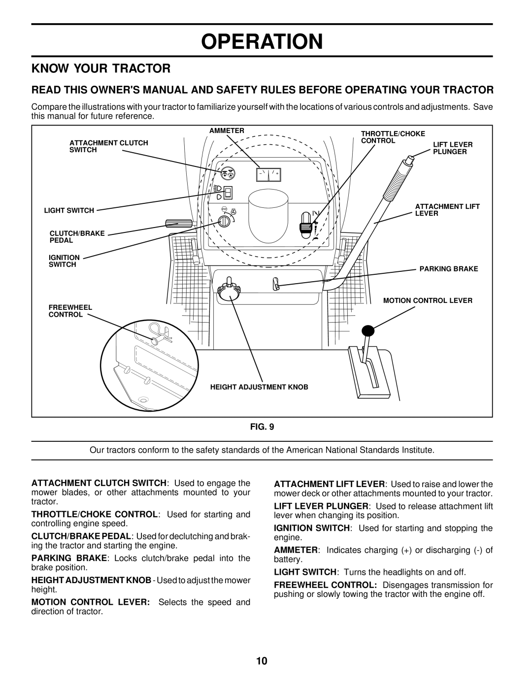 Husqvarna LTH140 owner manual Operation, Know Your Tractor 