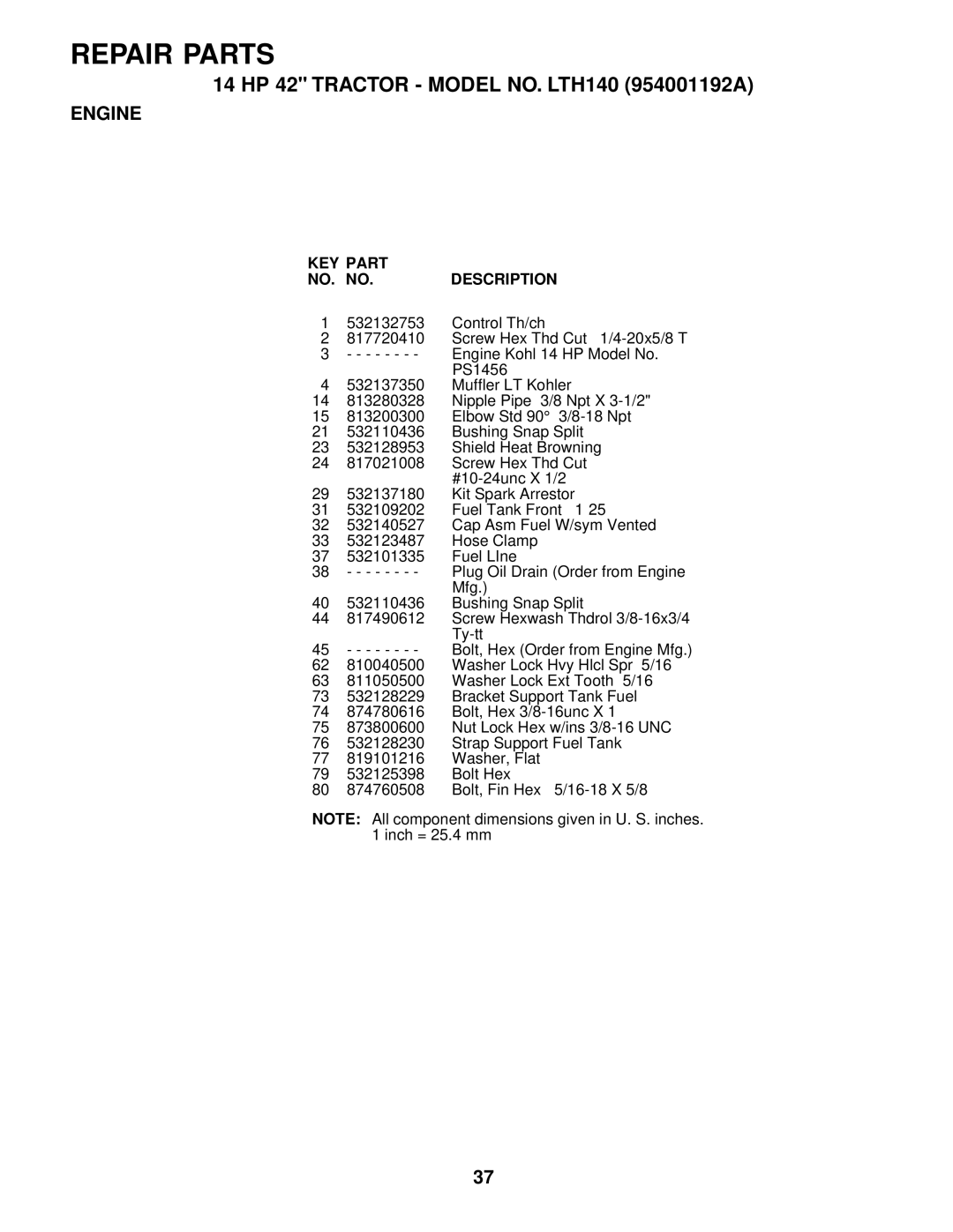 Husqvarna LTH140 owner manual Control Th/ch 