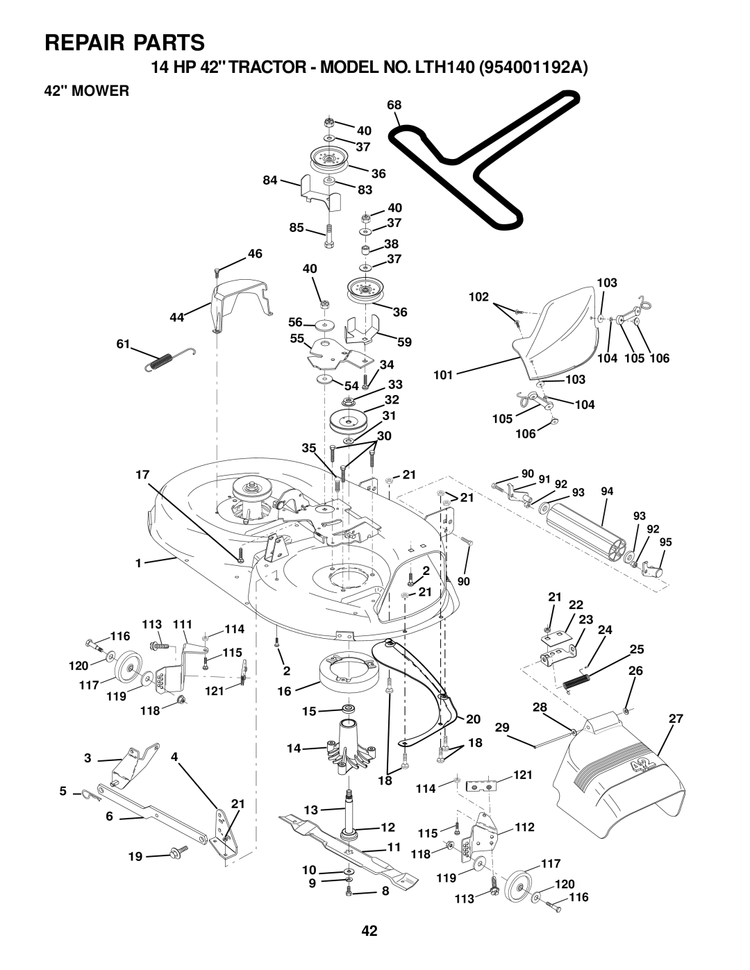 Husqvarna LTH140 owner manual Mower 