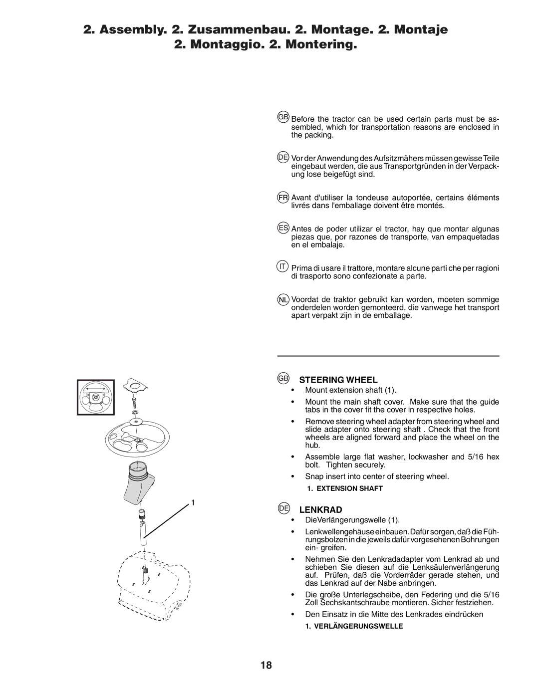 Husqvarna LTH151 instruction manual Steering Wheel, Lenkrad 