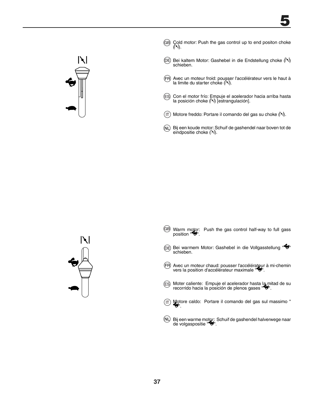 Husqvarna LTH151 instruction manual Motore freddo Portare il comando del gas su choke 