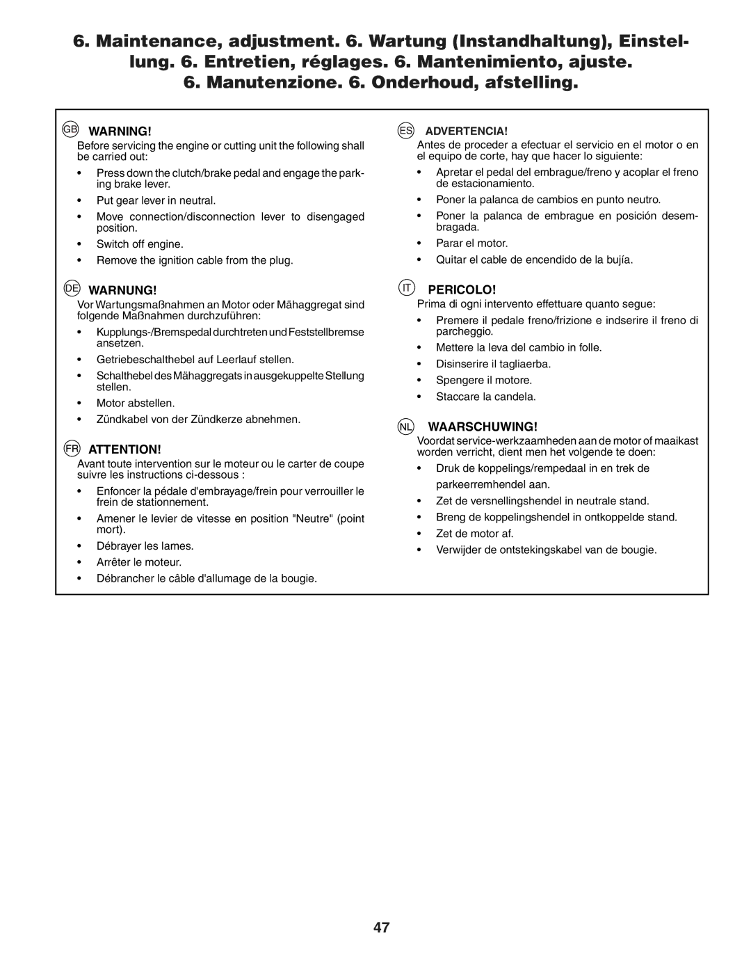 Husqvarna LTH151 instruction manual Warnung 