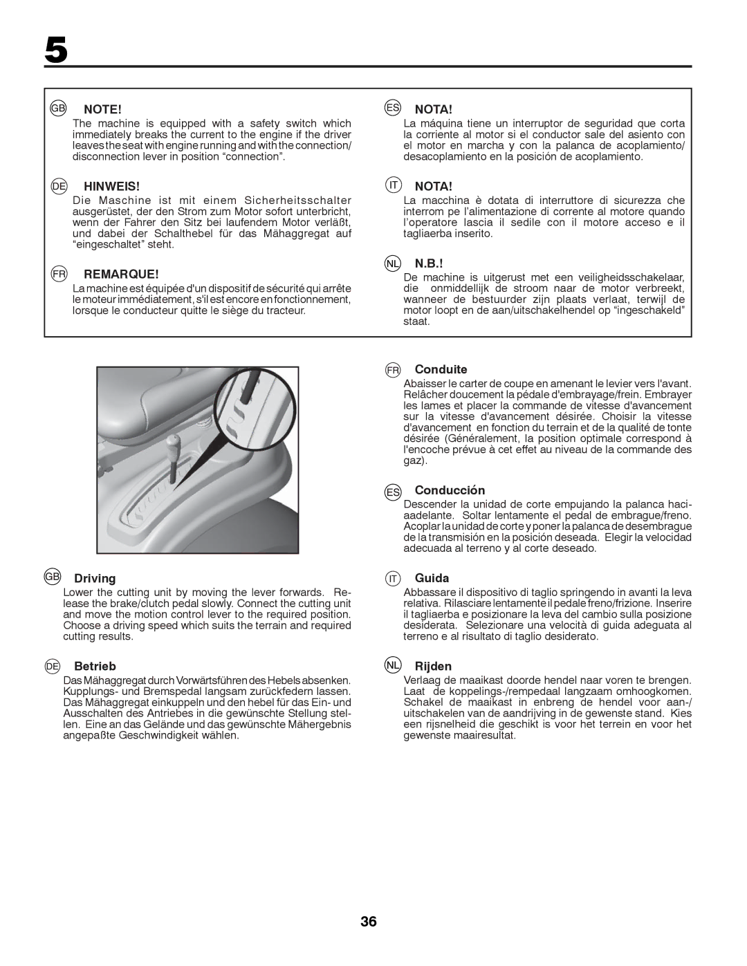 Husqvarna LTH152 instruction manual Hinweis, Remarque, Nota 