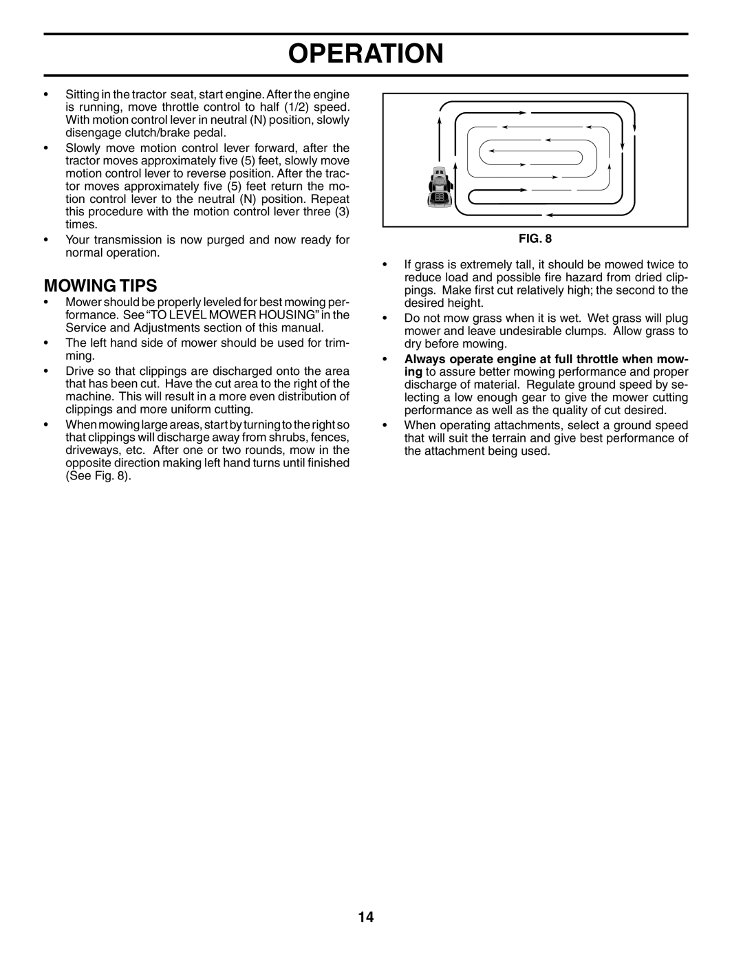 Husqvarna LTH1536 owner manual Mowing Tips 