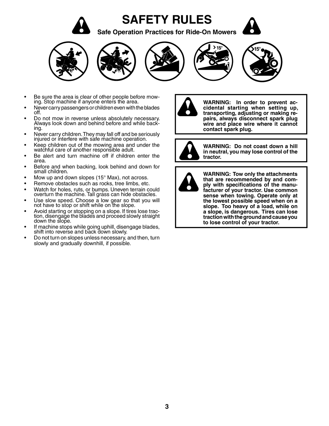 Husqvarna LTH1536 owner manual Safety Rules 