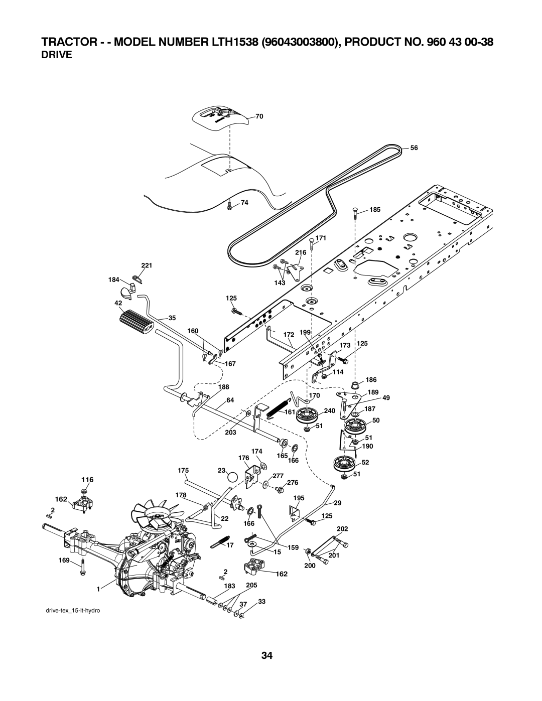 Husqvarna LTH1538 owner manual Drive 