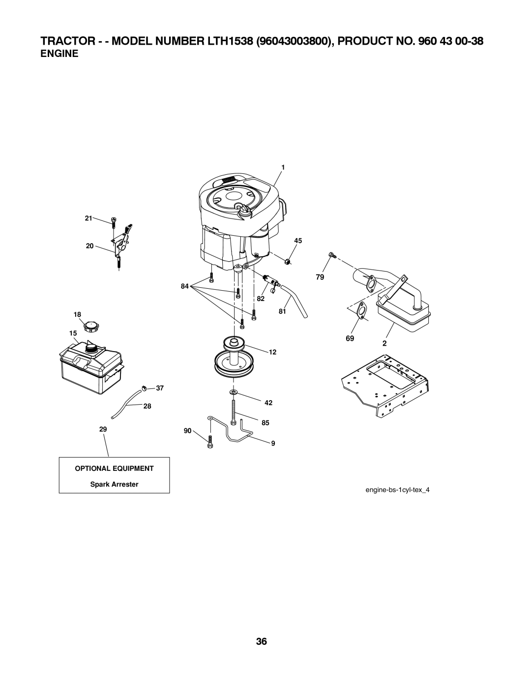 Husqvarna LTH1538 owner manual Engine 