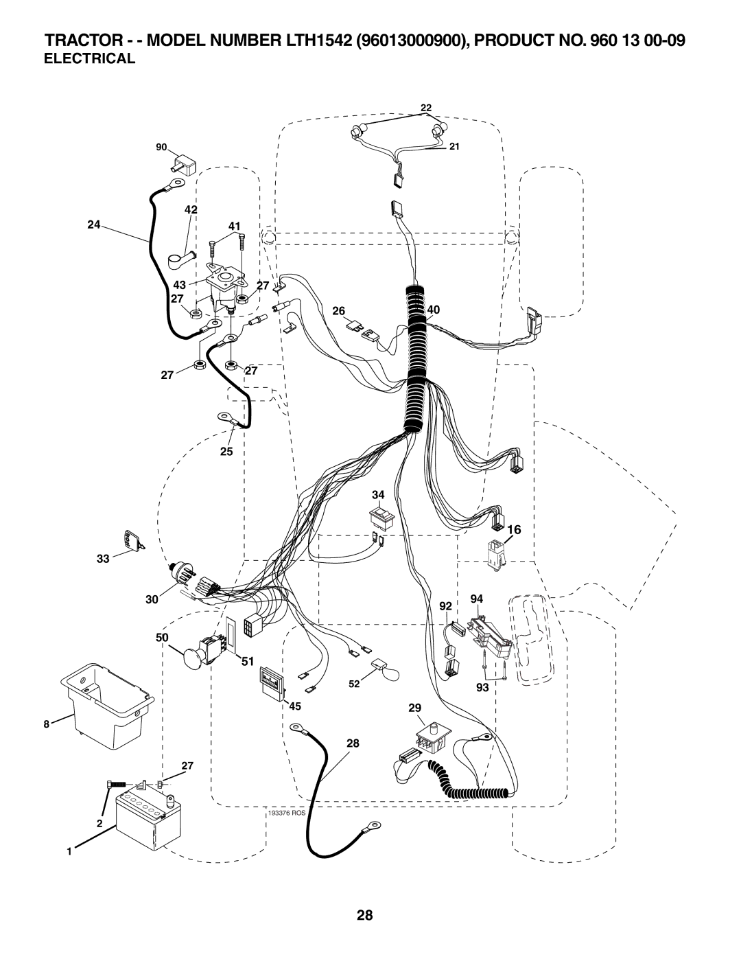 Husqvarna LTH1542 owner manual Electrical 