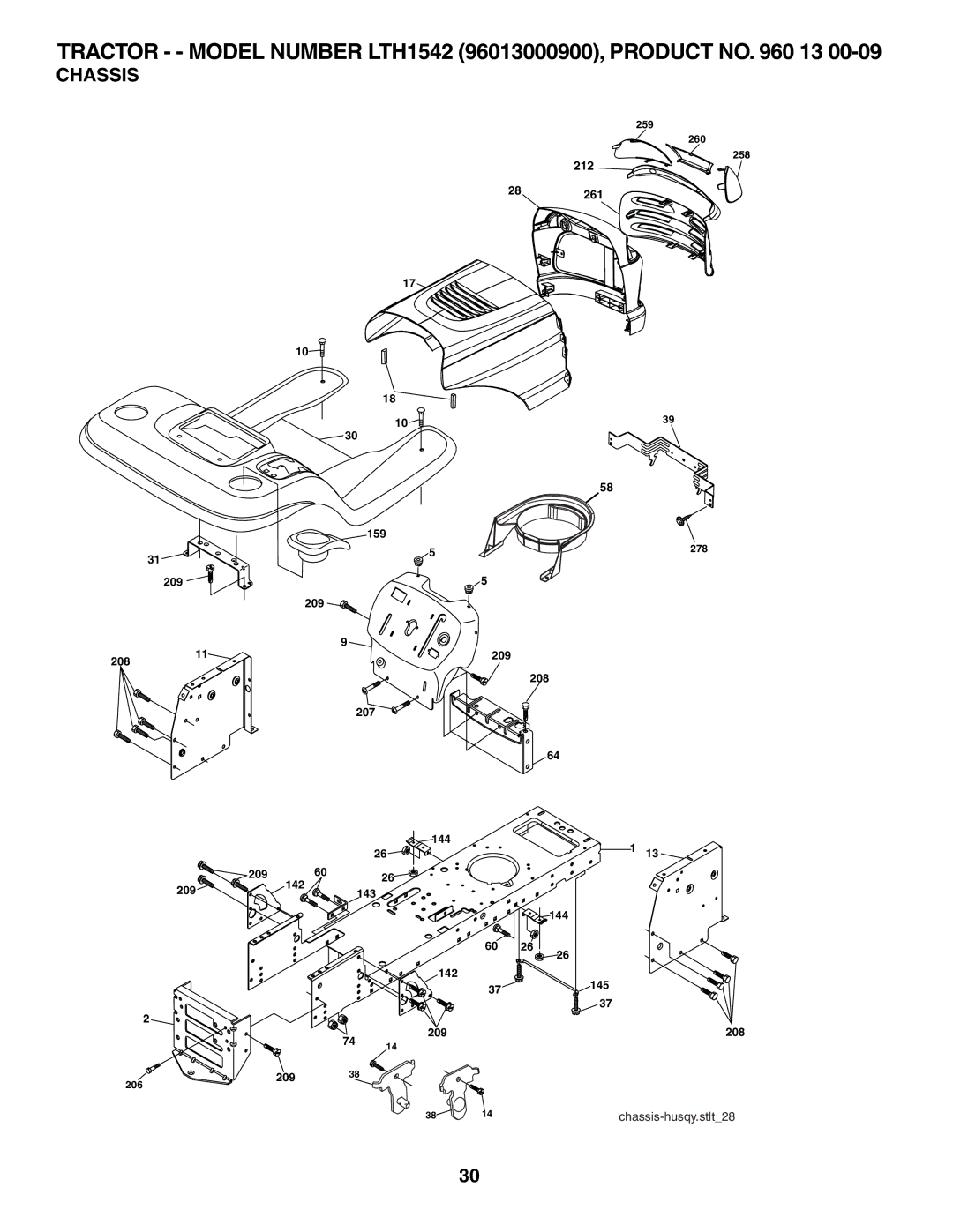 Husqvarna LTH1542 owner manual Chassis 