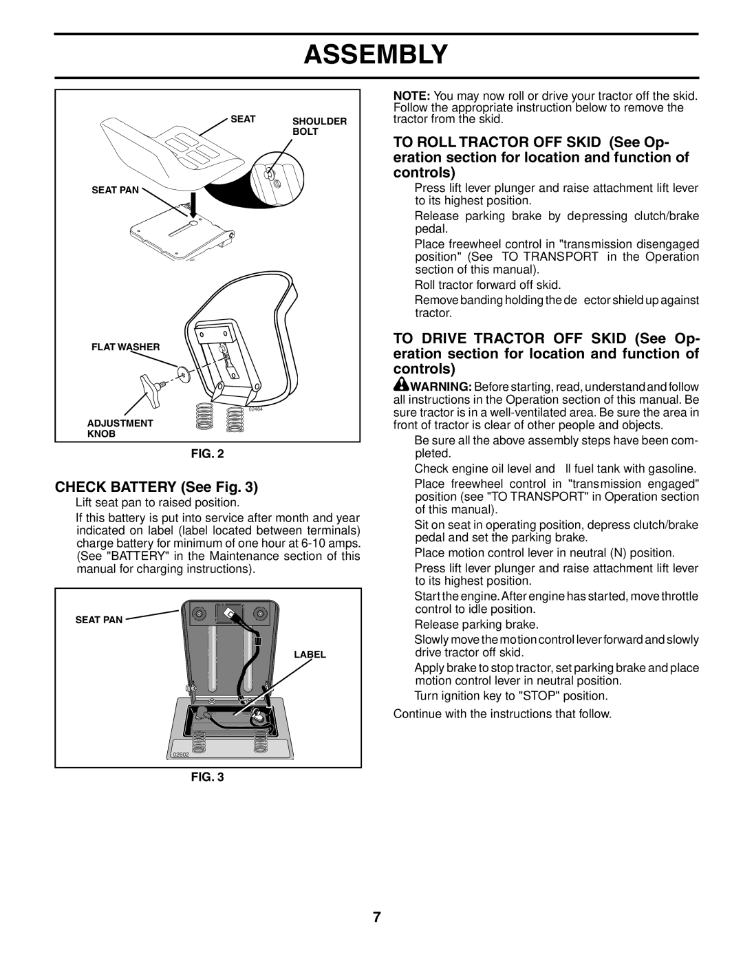 Husqvarna LTH1542 owner manual Check Battery See Fig 