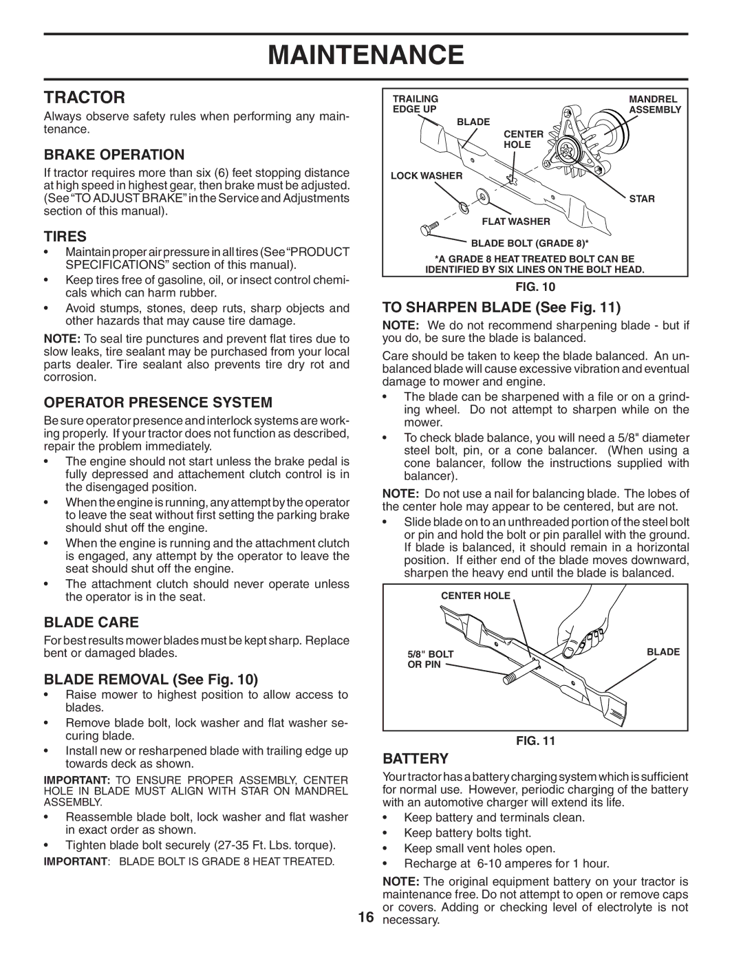 Husqvarna LTH1742 owner manual Tractor 