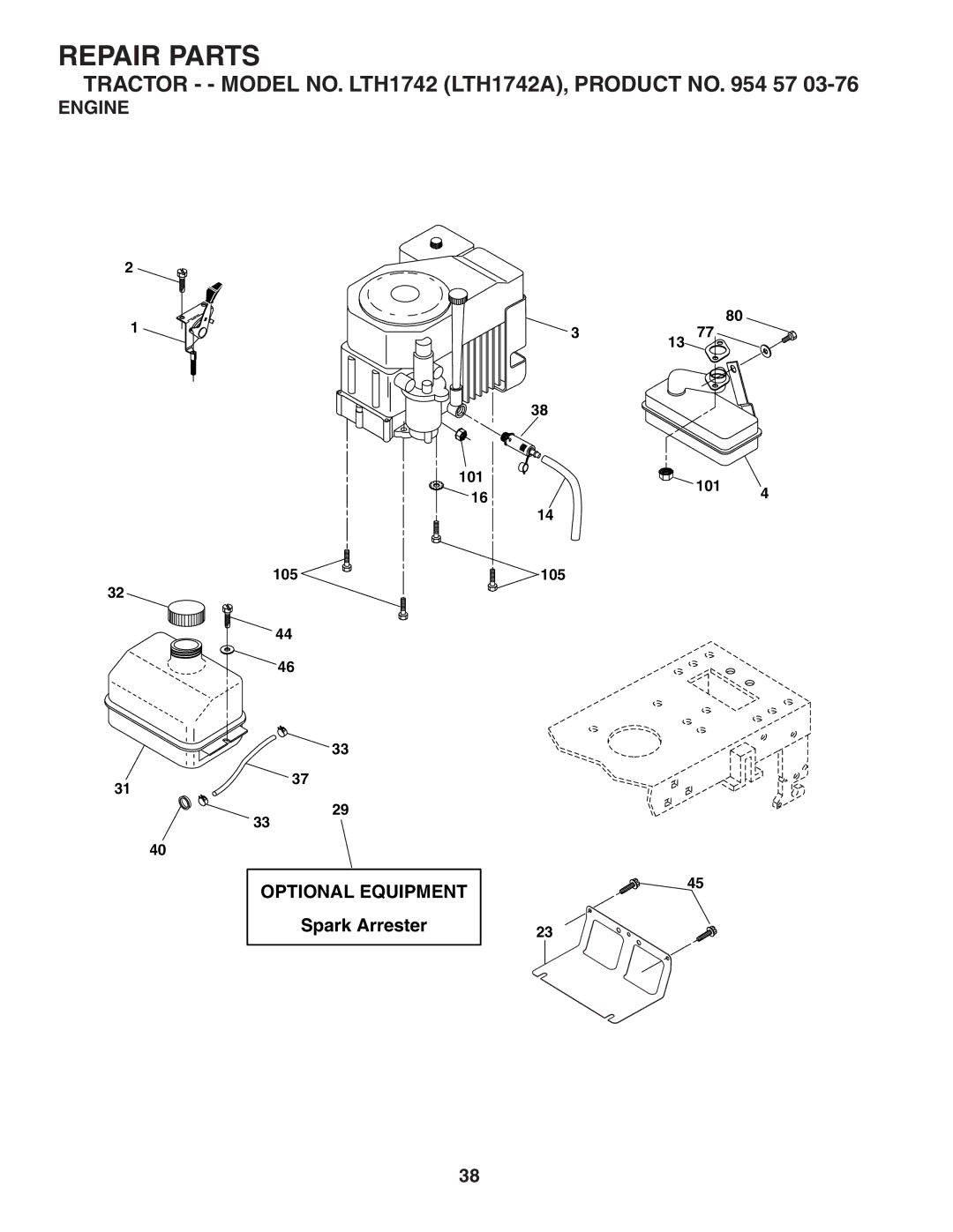 Husqvarna LTH1742 owner manual Engine 