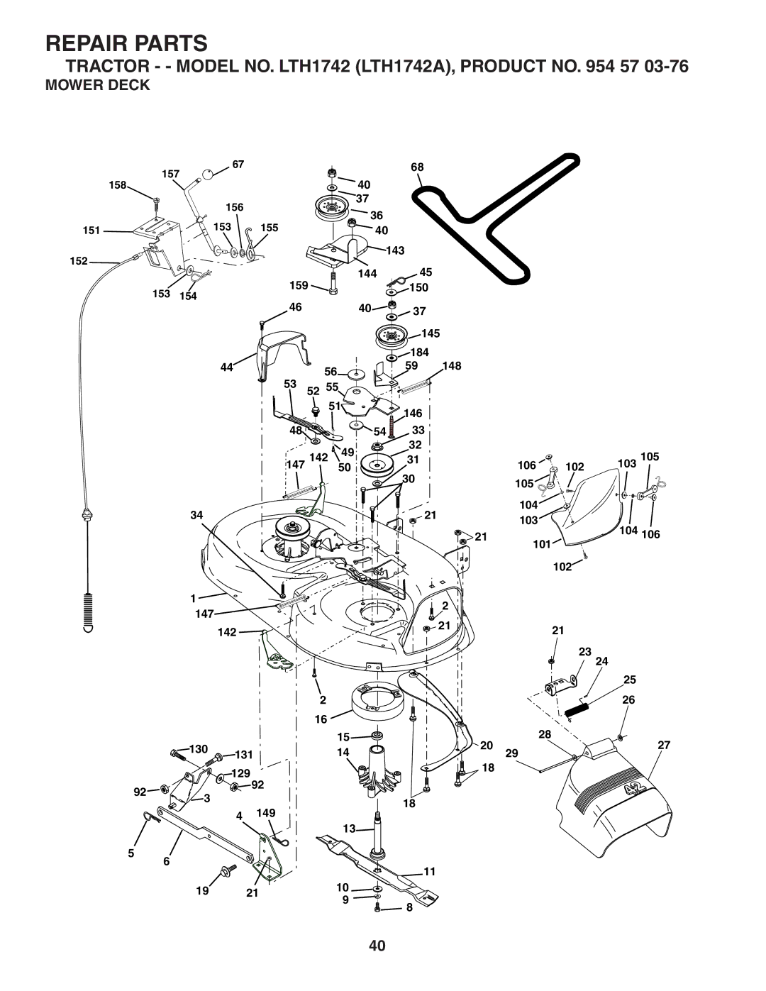 Husqvarna LTH1742 owner manual Mower Deck 