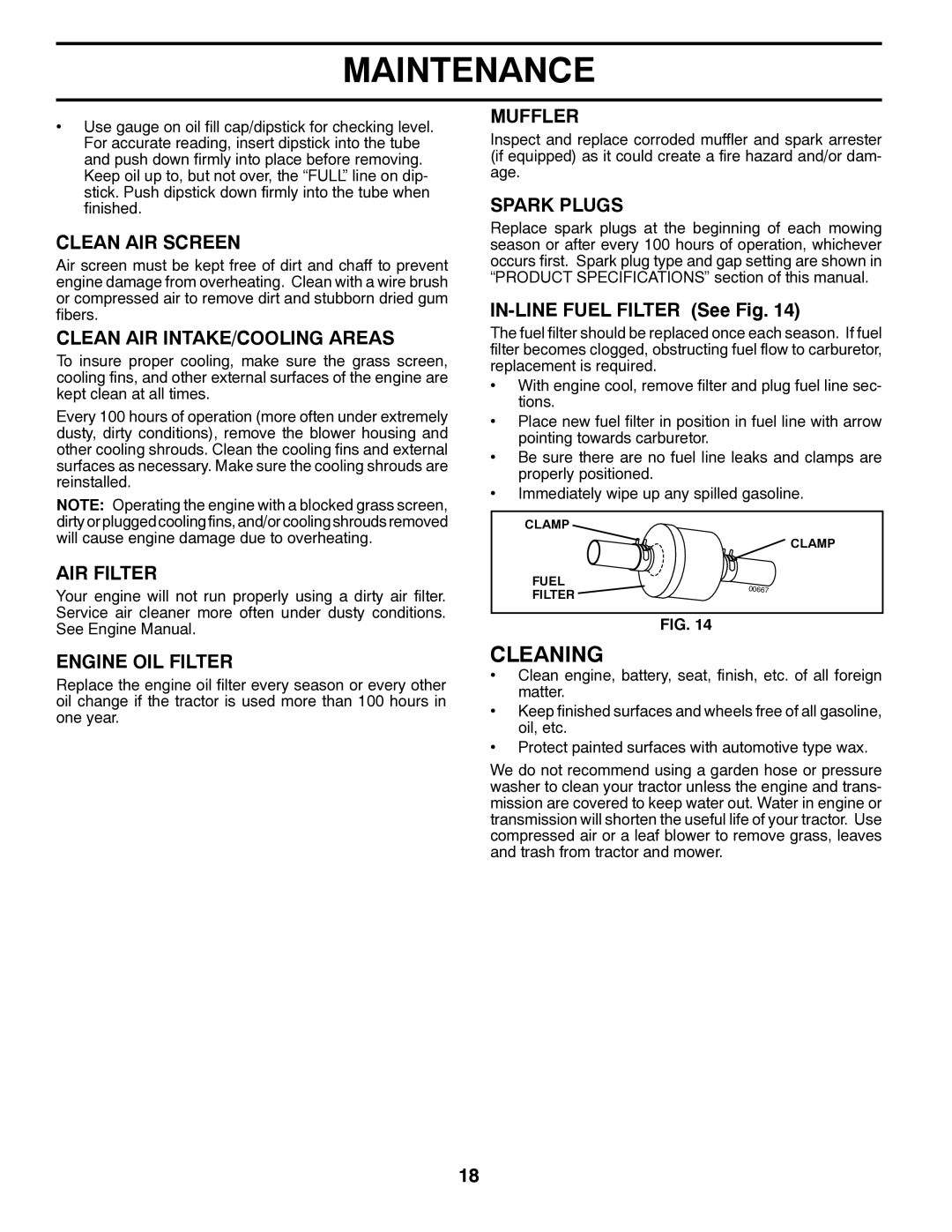 Husqvarna LTH1742TWIN manual Cleaning 