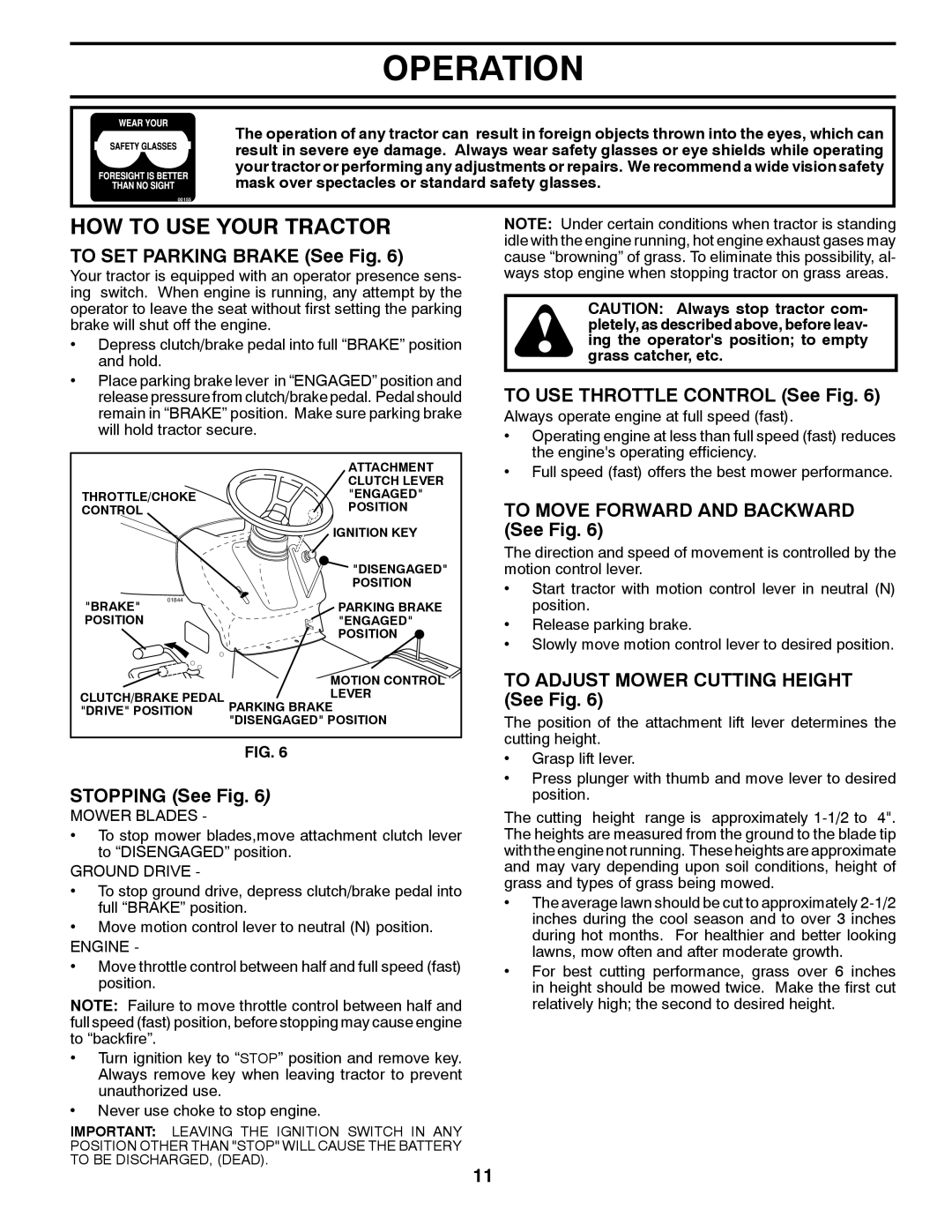 Husqvarna LTH1797 owner manual HOW to USE Your Tractor 