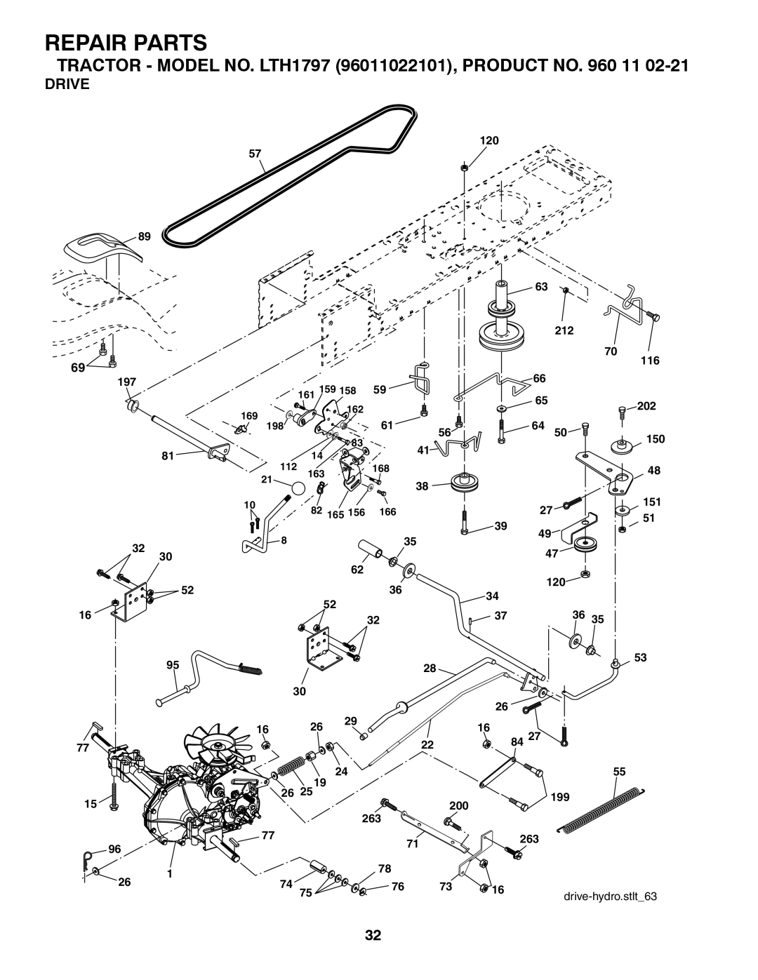 Husqvarna LTH1797 owner manual Drive 