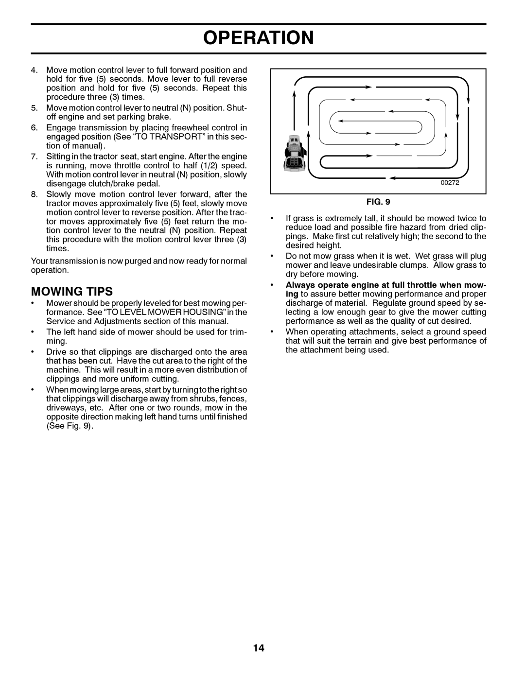 Husqvarna LTH1797 owner manual Mowing Tips, Operation 