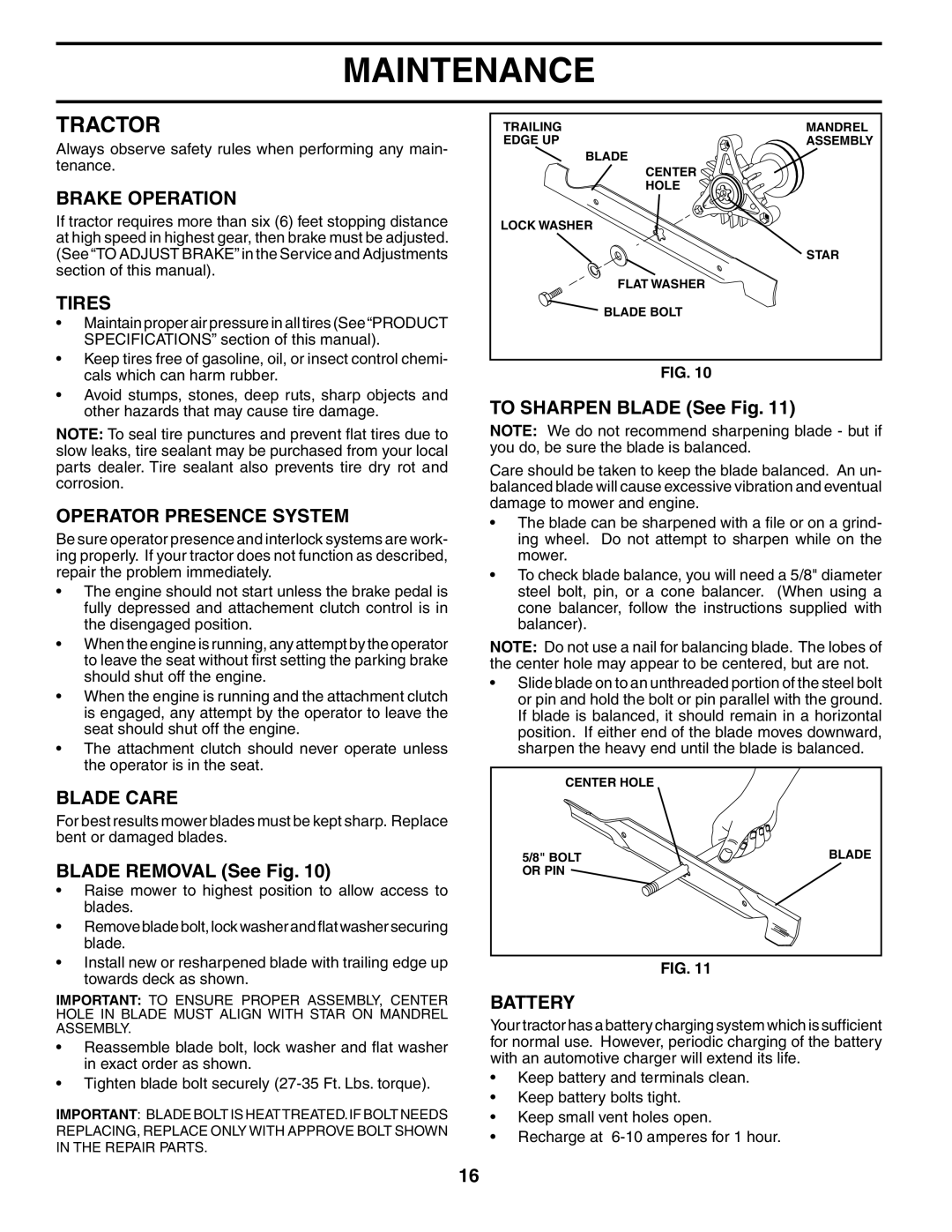 Husqvarna LTH18542 owner manual Tractor 