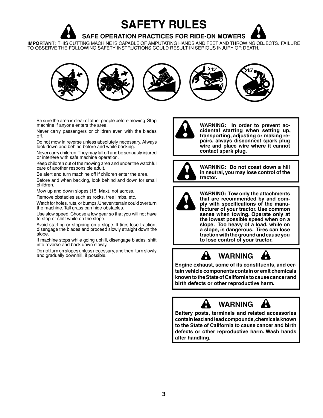 Husqvarna LTH2042 owner manual Safety Rules 